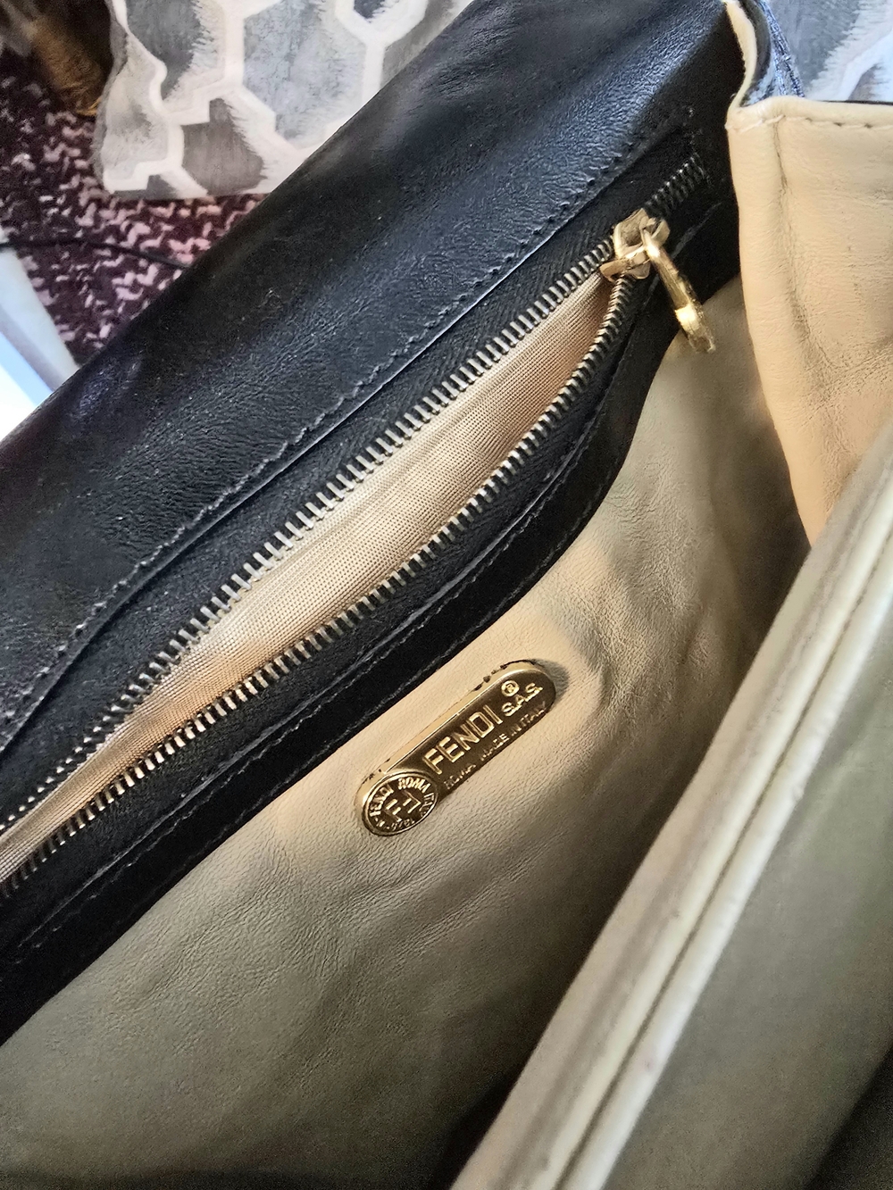 Fendi Black Shoulder Bag with Gold Chain and Charm - Picture 3 of 4